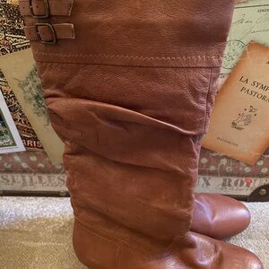 Brown Leather Knee-High Boots